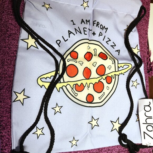 Zohra Planet Pizza Drawstring/Backpack - NWT - Picture 2 of 4